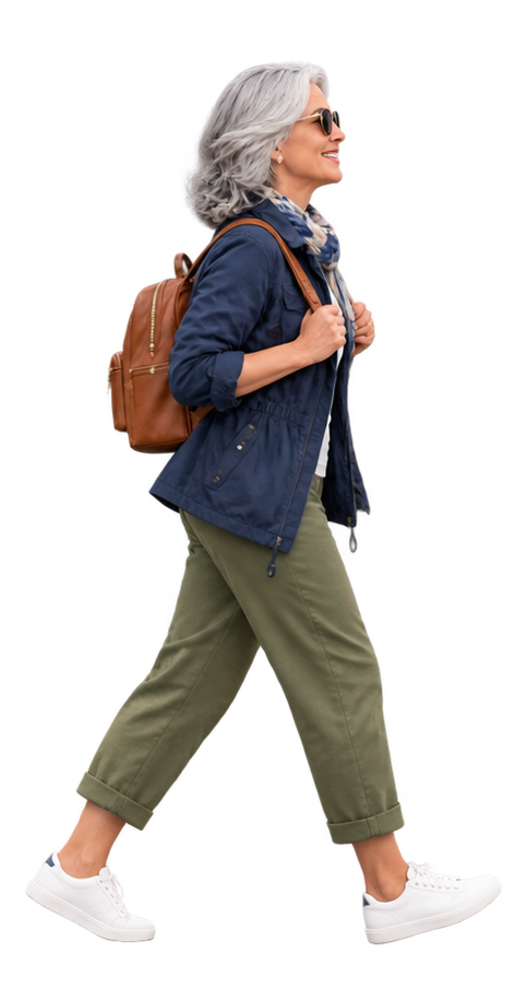 Passenger with backpack walking to the shuttle
